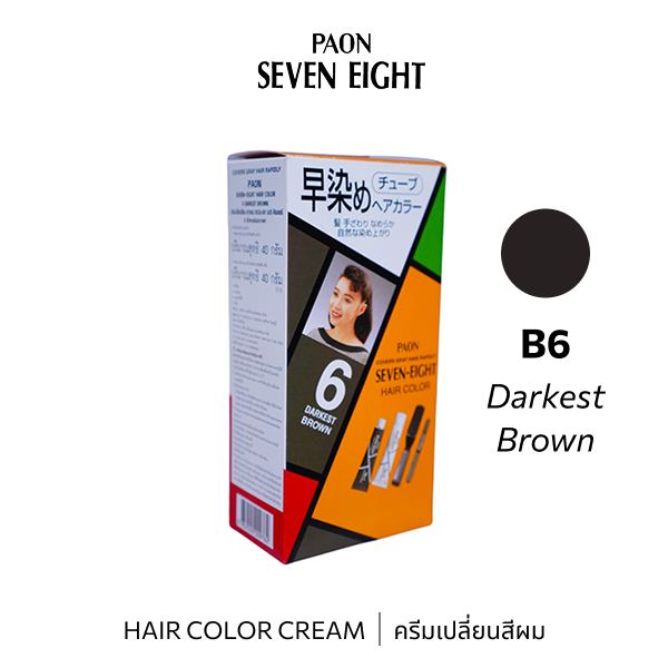PAON Seven-Eight Permanent Hair Color #B6 Darkest Brown - ไซส์จริง